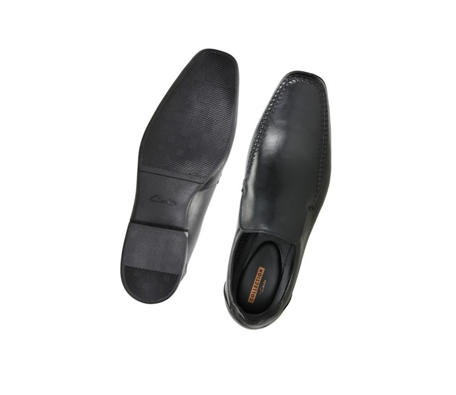 Zapatos Slip On Clarks Glement Seam Cuero Hombre Negras | LCFR-34208