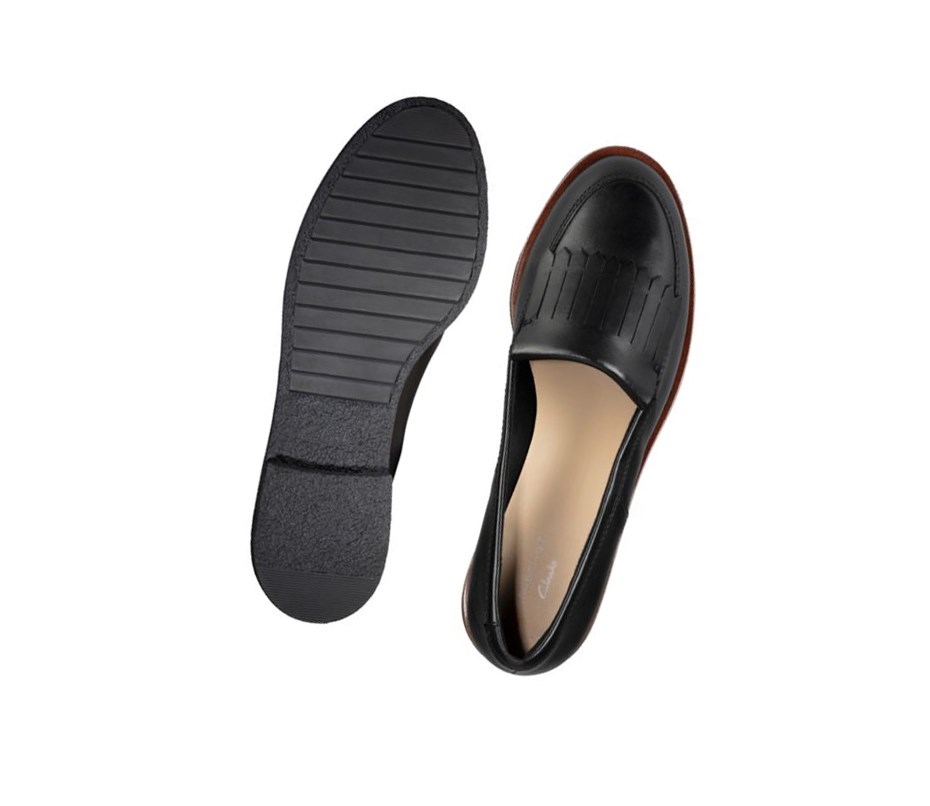 Zapatos Slip On Clarks Griffin Kilt Cuero Mujer Negras | KPRC-46073