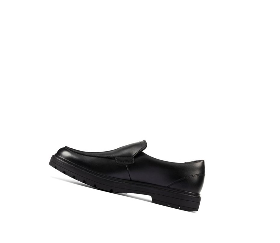 Zapatos Slip On Clarks Loxham Grove Cuero Niño Negras | GSWU-27406