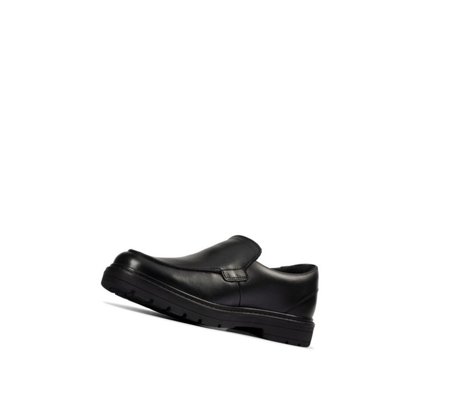 Zapatos Slip On Clarks Loxham Grove Cuero Niña Negras | IXJL-07398