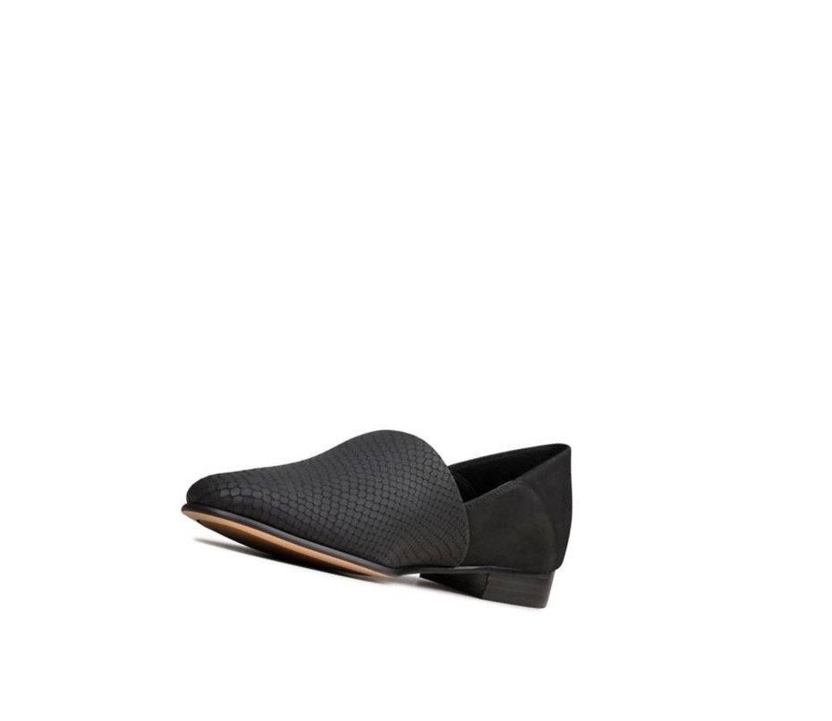 Zapatos Slip On Clarks Pure Tone Cuero Anchos Fit Mujer Negras Serpent | LISH-96780