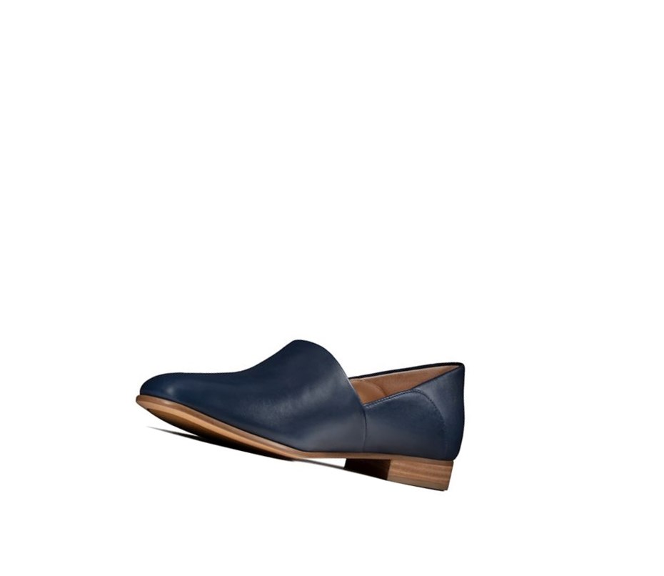 Zapatos Slip On Clarks Pure Tone Cuero Mujer Azul Marino | NQGE-60483