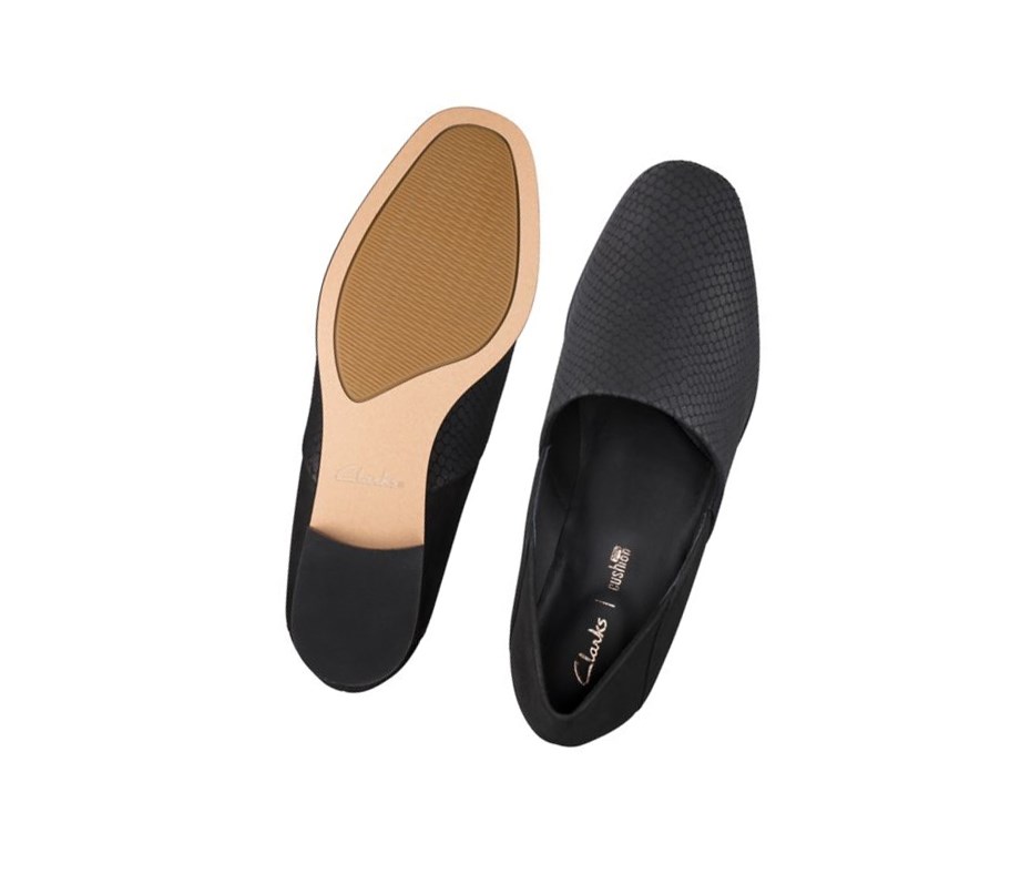 Zapatos Slip On Clarks Pure Tone Cuero Mujer Negras Serpent | ORNF-83972