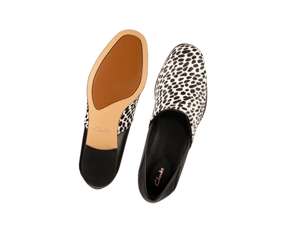 Zapatos Slip On Clarks Pure Tone Slip On Cuero Mujer Negras Blancas | CBIK-15069