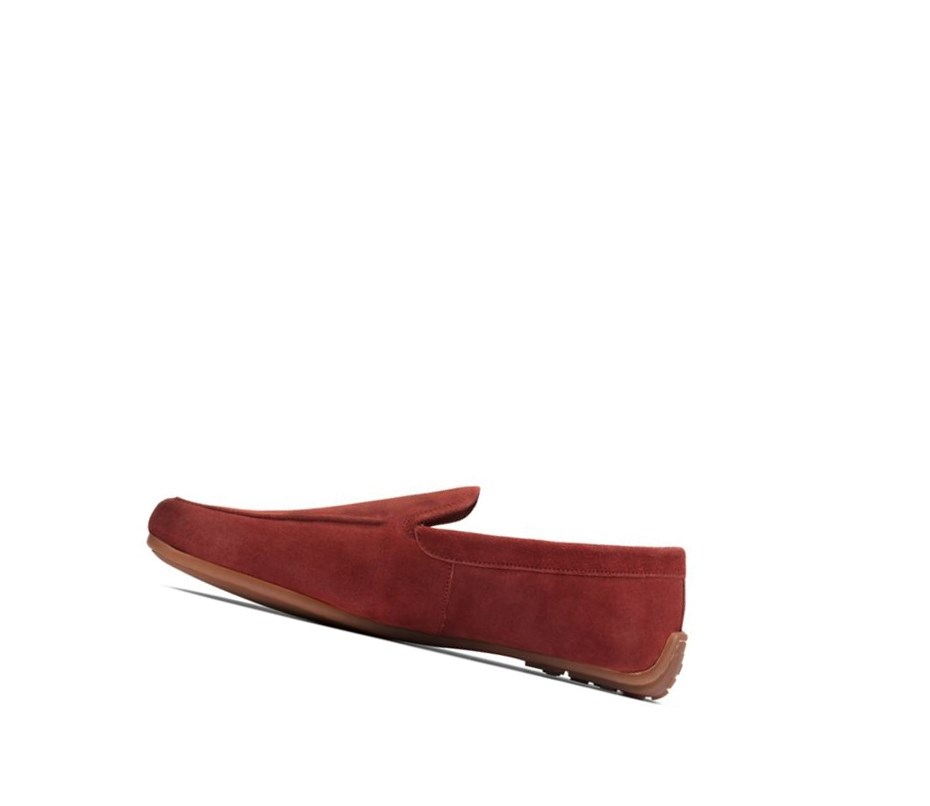 Zapatos Slip On Clarks Reazor Plain Gamuza Hombre Rojas | CIXP-95864