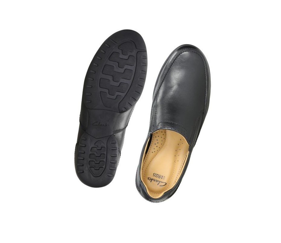 Zapatos Slip On Clarks Recline Free Cuero Hombre Negras | QRVA-08963