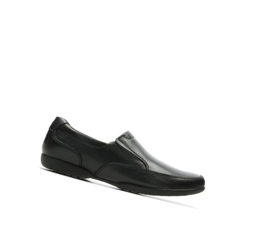 Zapatos Slip On Clarks Recline Free Cuero Anchos Fit Hombre Negras | ZQCI-90527