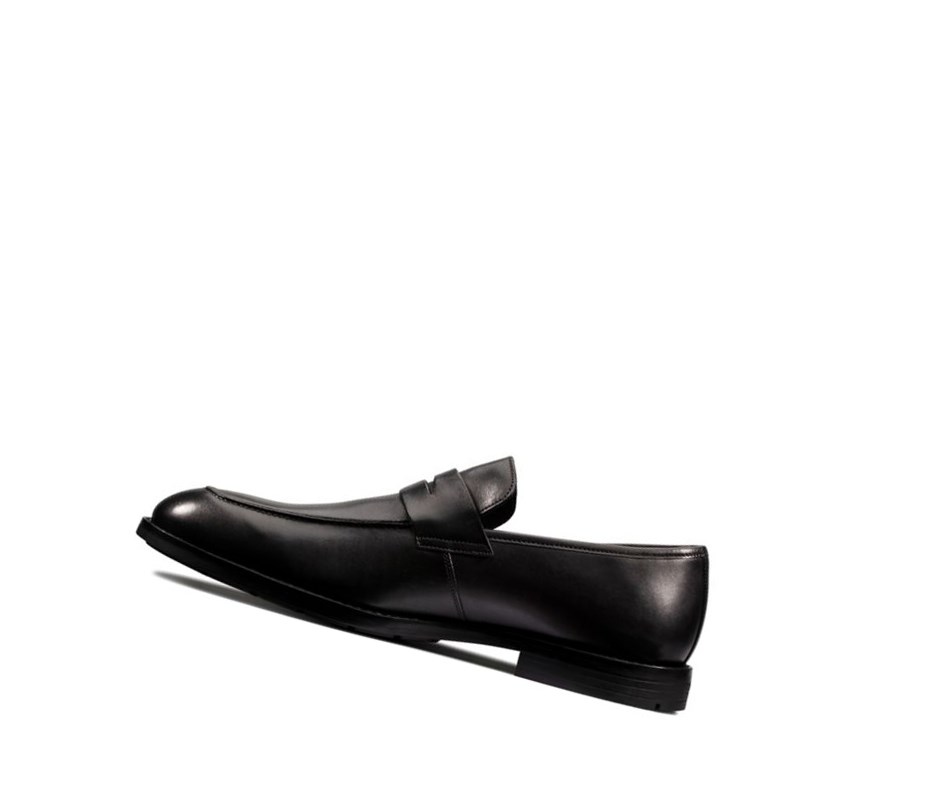 Zapatos Slip On Clarks Ronnie Step Cuero Hombre Negras | YVBH-71853