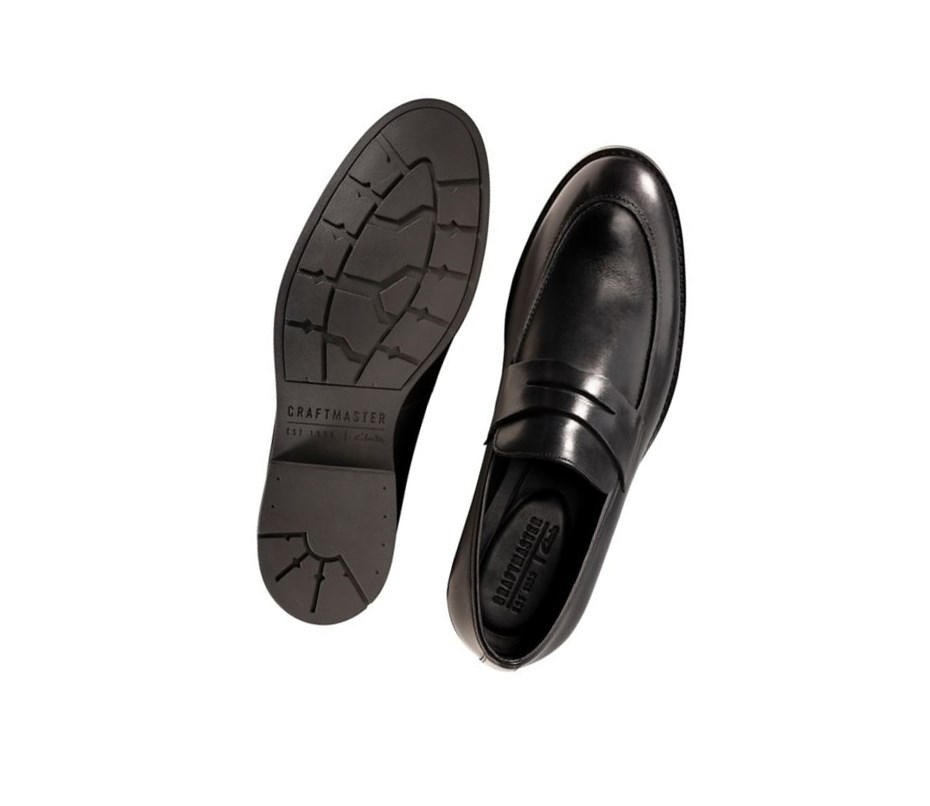 Zapatos Slip On Clarks Ronnie Step Cuero Hombre Negras | YVBH-71853