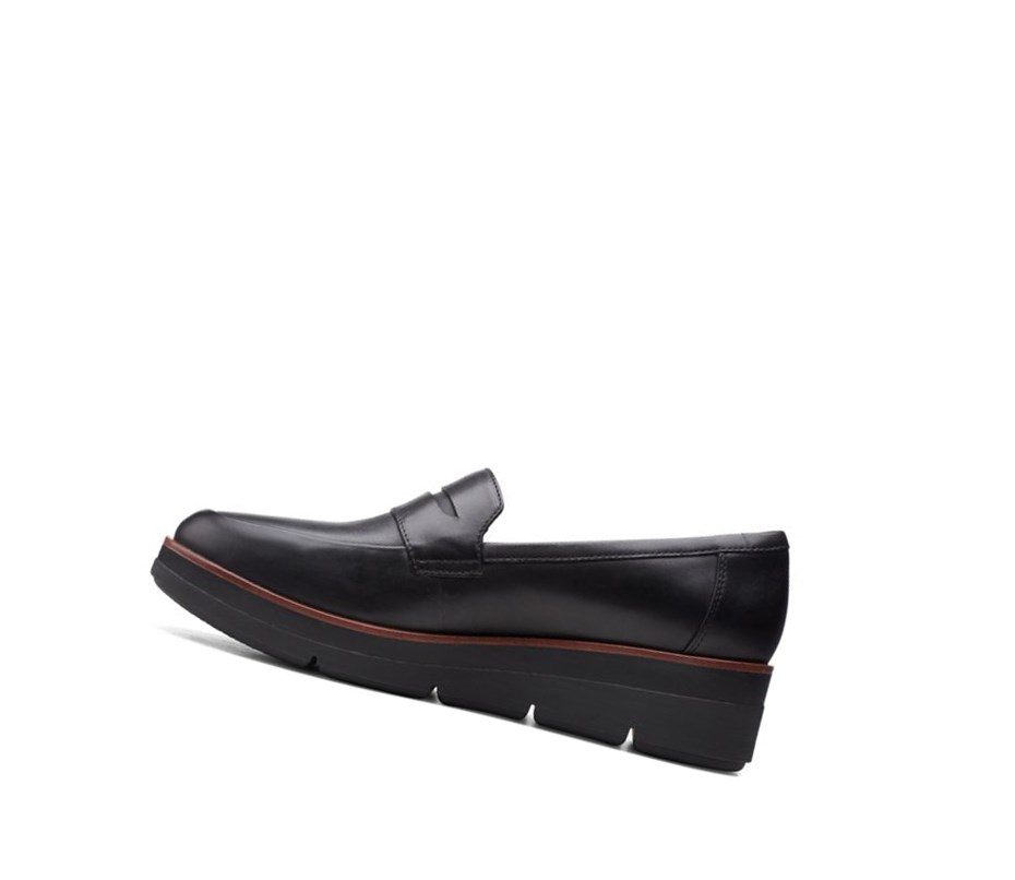 Zapatos Slip On Clarks Shaylin Step Cuero Anchos Fit Mujer Negras | GLUT-54760