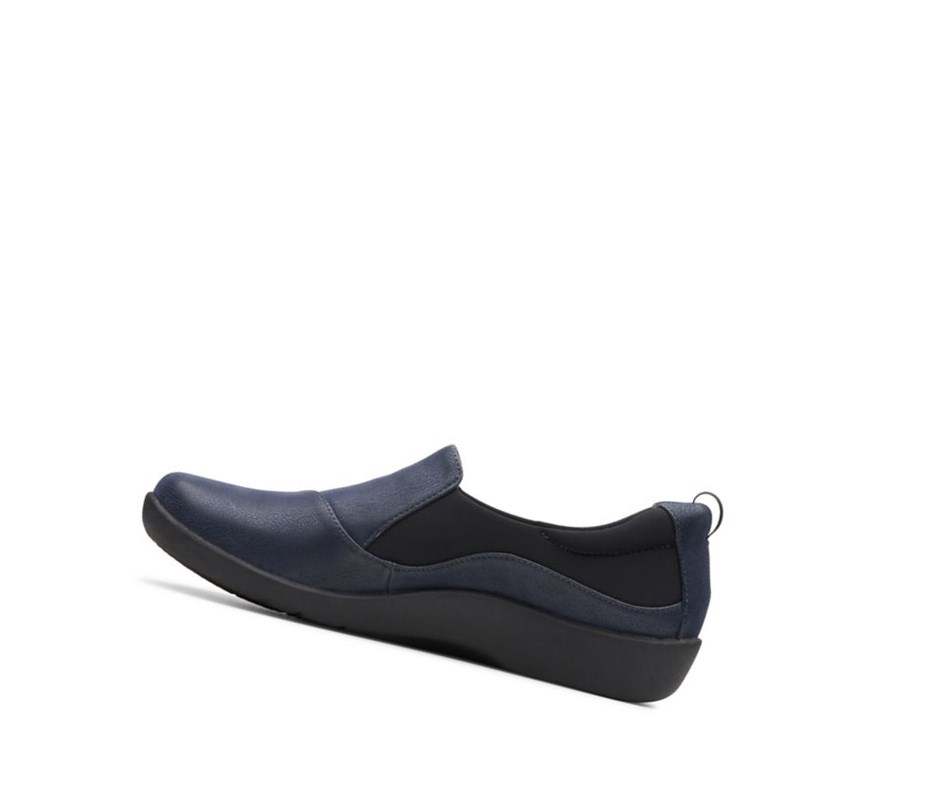 Zapatos Slip On Clarks Sillian Paz Anchos Fit Mujer Azul Marino | RJUP-69180