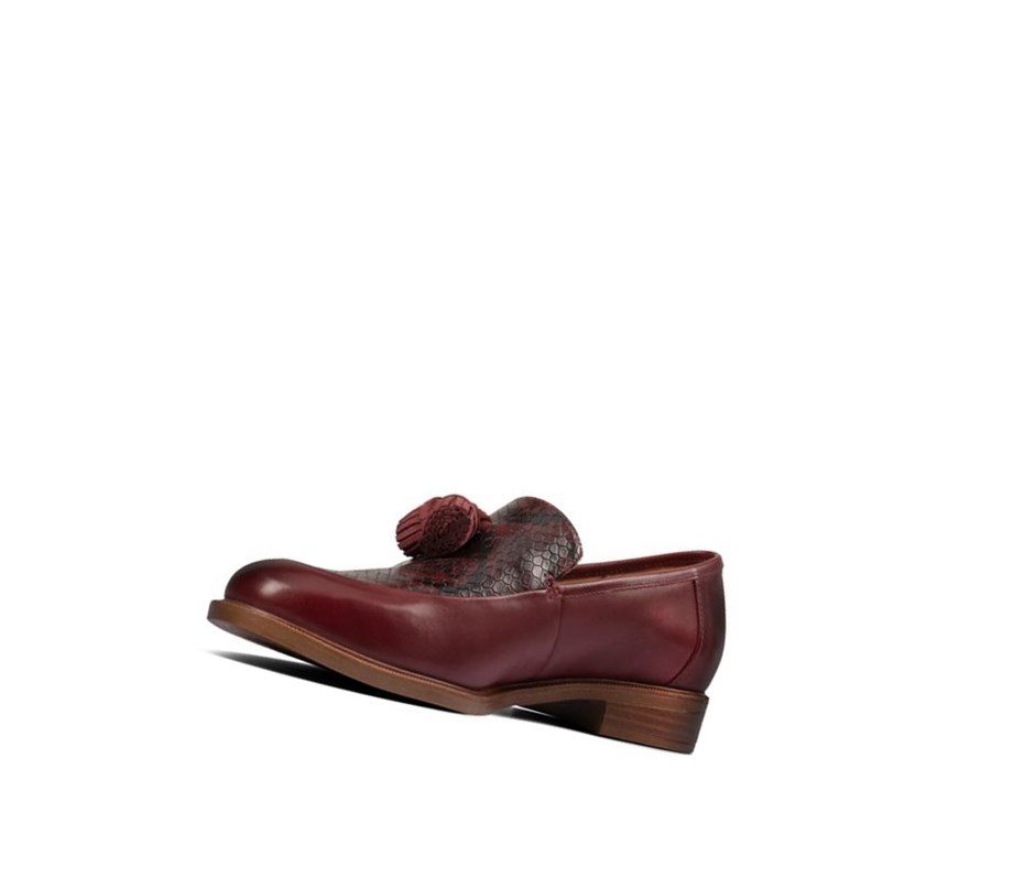 Zapatos Slip On Clarks Taylor Spring Cuero Mujer Rojas Oscuro | RJPV-21935