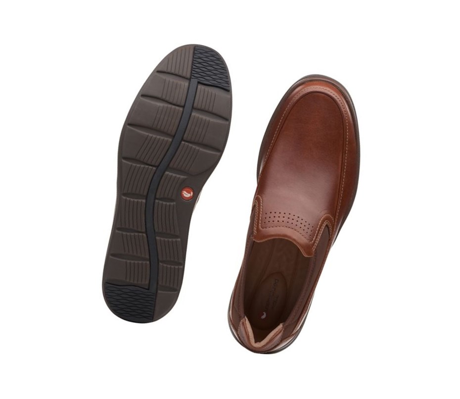 Zapatos Slip On Clarks Un Abode Go Cuero Anchos Fit Hombre Marrones Oscuro | COWJ-76914