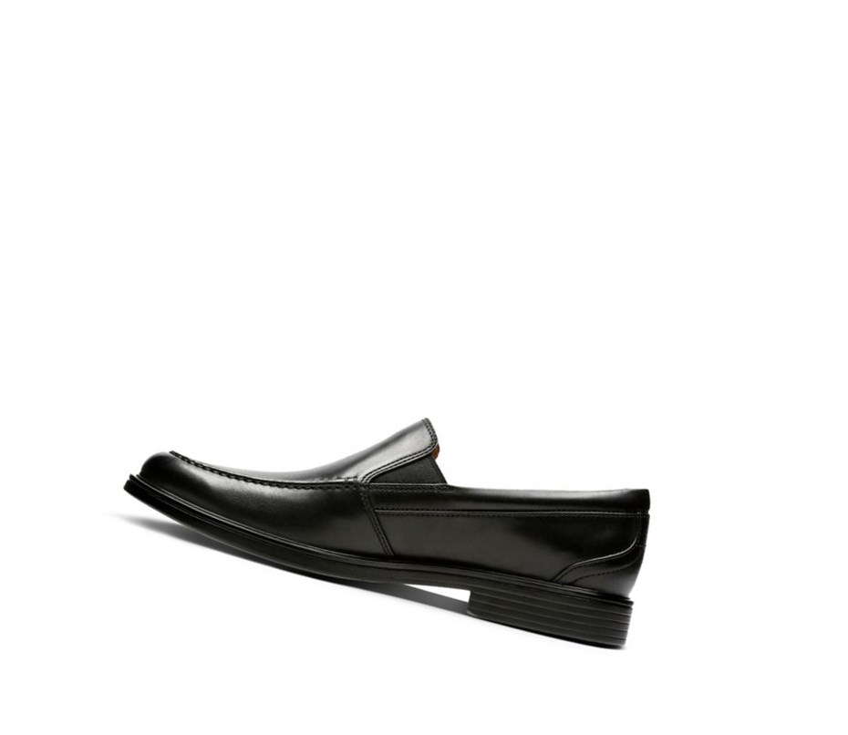 Zapatos Slip On Clarks Un Aldric Slip Cuero Anchos Fit Hombre Negras | PJUC-56983