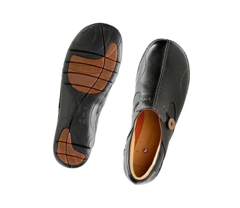 Zapatos Slip On Clarks Un Loop Cuero Mujer Negras | BHEQ-80129