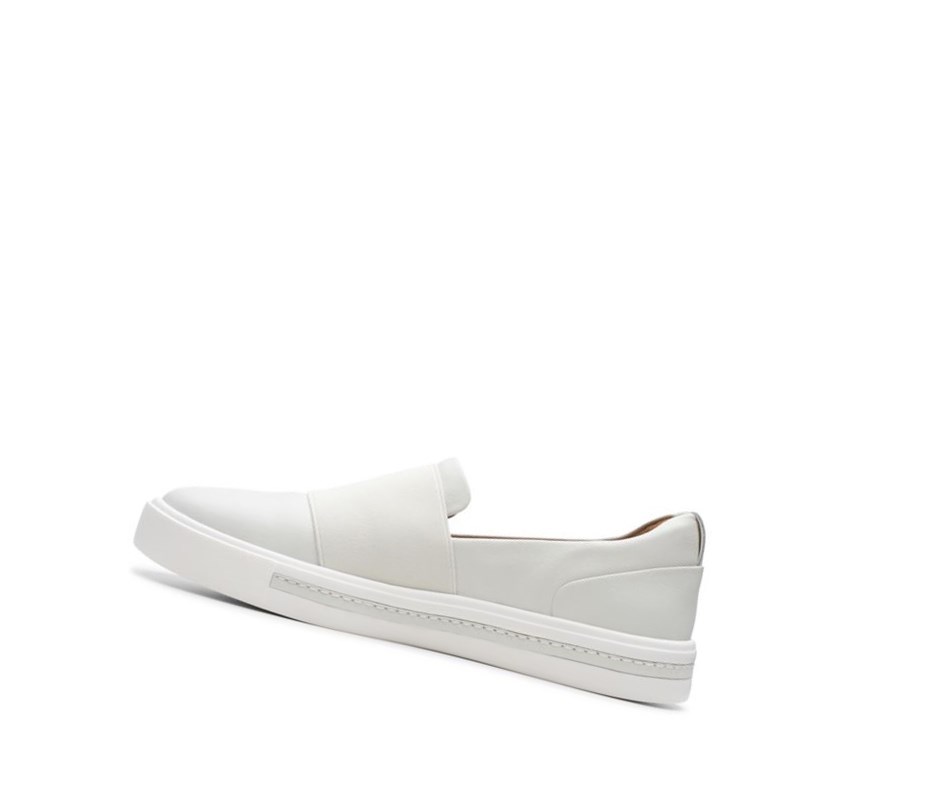 Zapatos Slip On Clarks Un Maui Step Cuero Anchos Fit Mujer Blancas | ROZS-97203