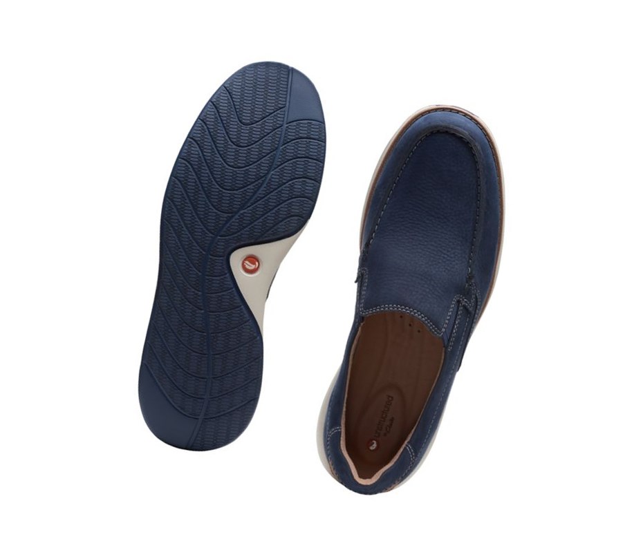 Zapatos Slip On Clarks Un Pilot Step Nubuck Cuero Hombre Azul Marino | YOEB-30214