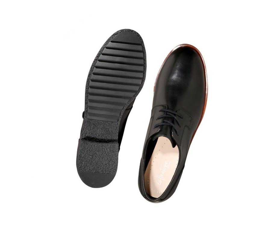 Zapatos con Cordones Clarks Griffin Lane Cuero Mujer Negras | EYQZ-48270