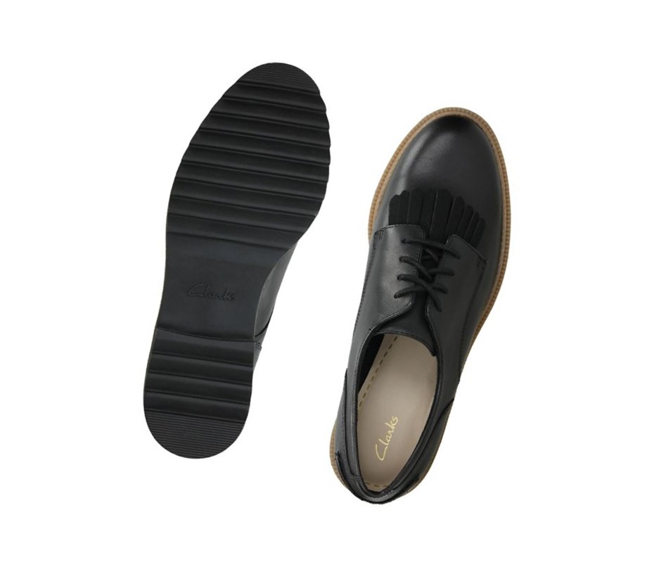 Zapatos con Cordones Clarks Griffin Mabel Cuero Mujer Negras | OCHB-85146