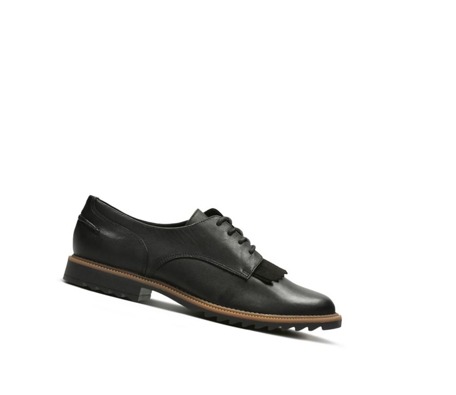 Zapatos con Cordones Clarks Griffin Mabel Cuero Mujer Negras | OCHB-85146