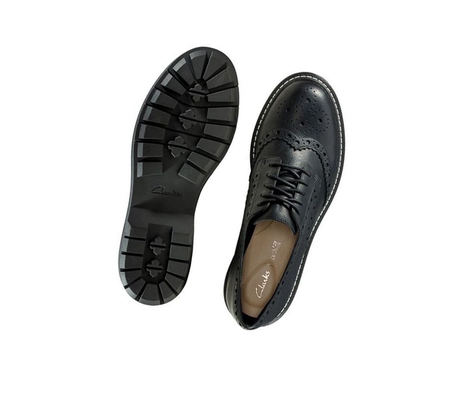 Zapatos con Cordones Clarks Witcombe Echo Cuero Mujer Negras | GYMK-61890