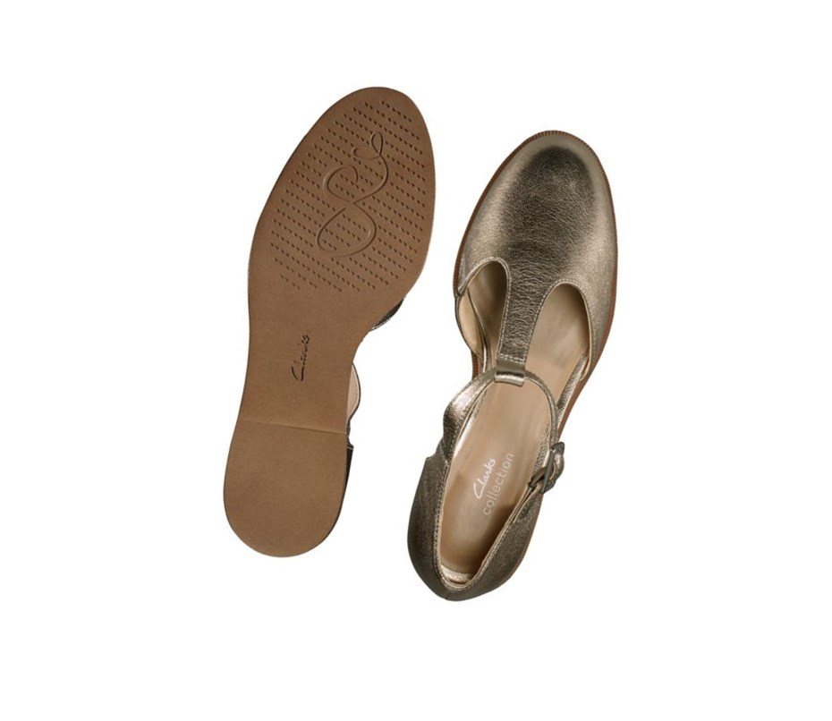 Zapatos de Vestir Clarks Taylor Palm Cuero Mujer Doradas | NXIM-10795