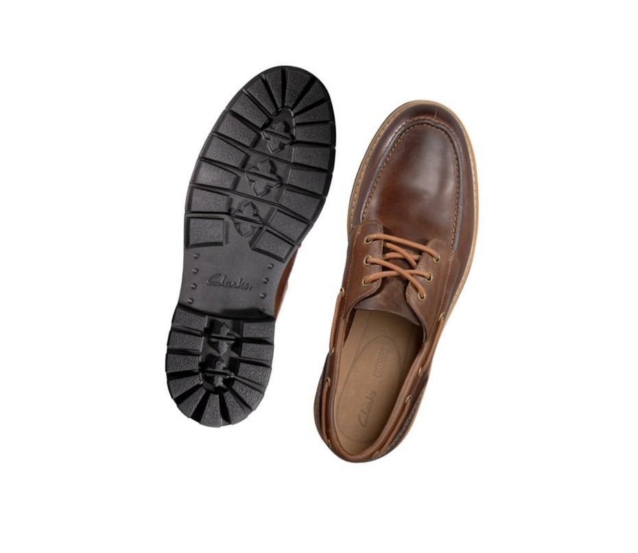 Zapatos del Barco Clarks Batcombe Sail Cuero Hombre Marrones Oscuro | CWFL-60173