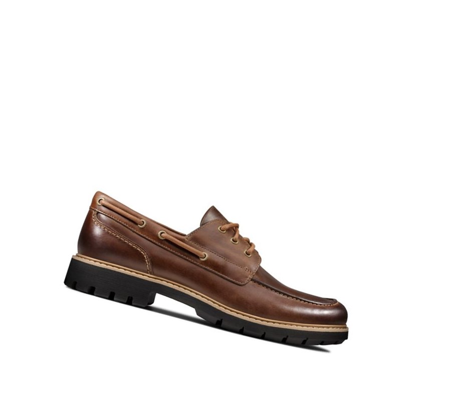 Zapatos del Barco Clarks Batcombe Sail Cuero Hombre Marrones Oscuro | YGAQ-74608