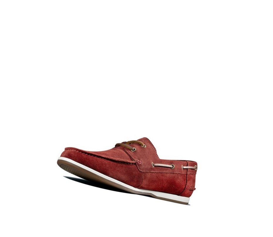 Zapatos del Barco Clarks Pickwell Sail Gamuza Hombre Rojas | FSOA-53691